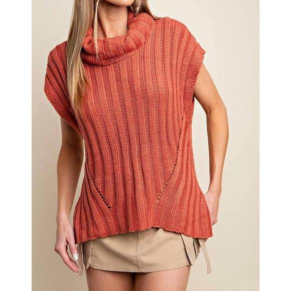 NEW KORI turtle neck sweater vest in rust - Picture 1 of 3